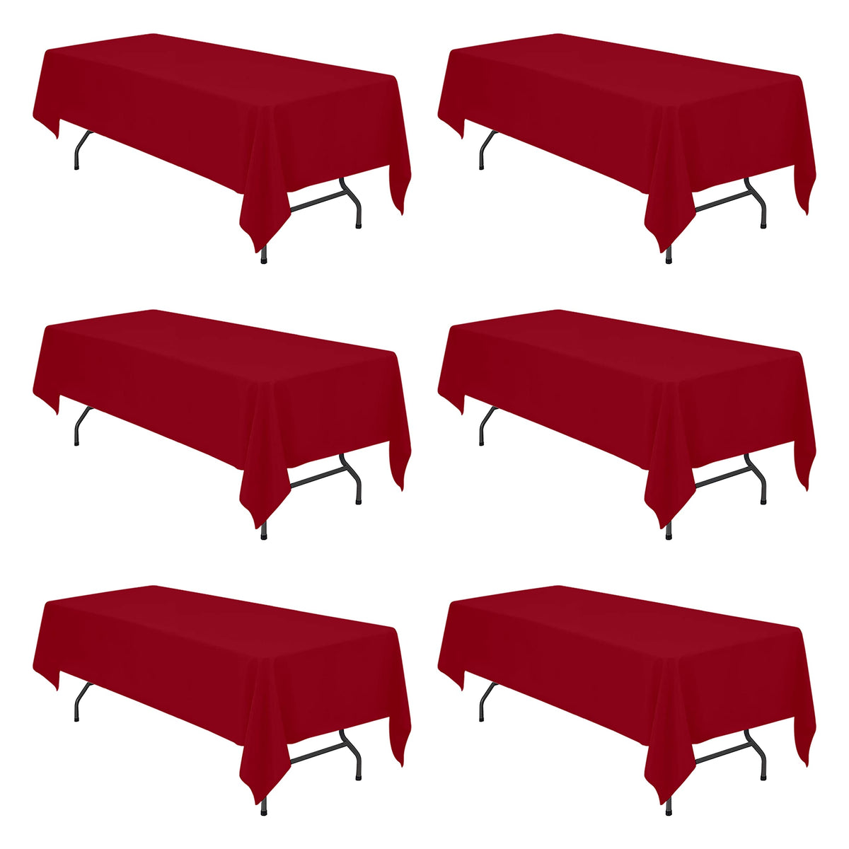 BRILLMAX 6 Pack Ivory Tablecloths 60x102 Inch for 6ft Rectangle Tables