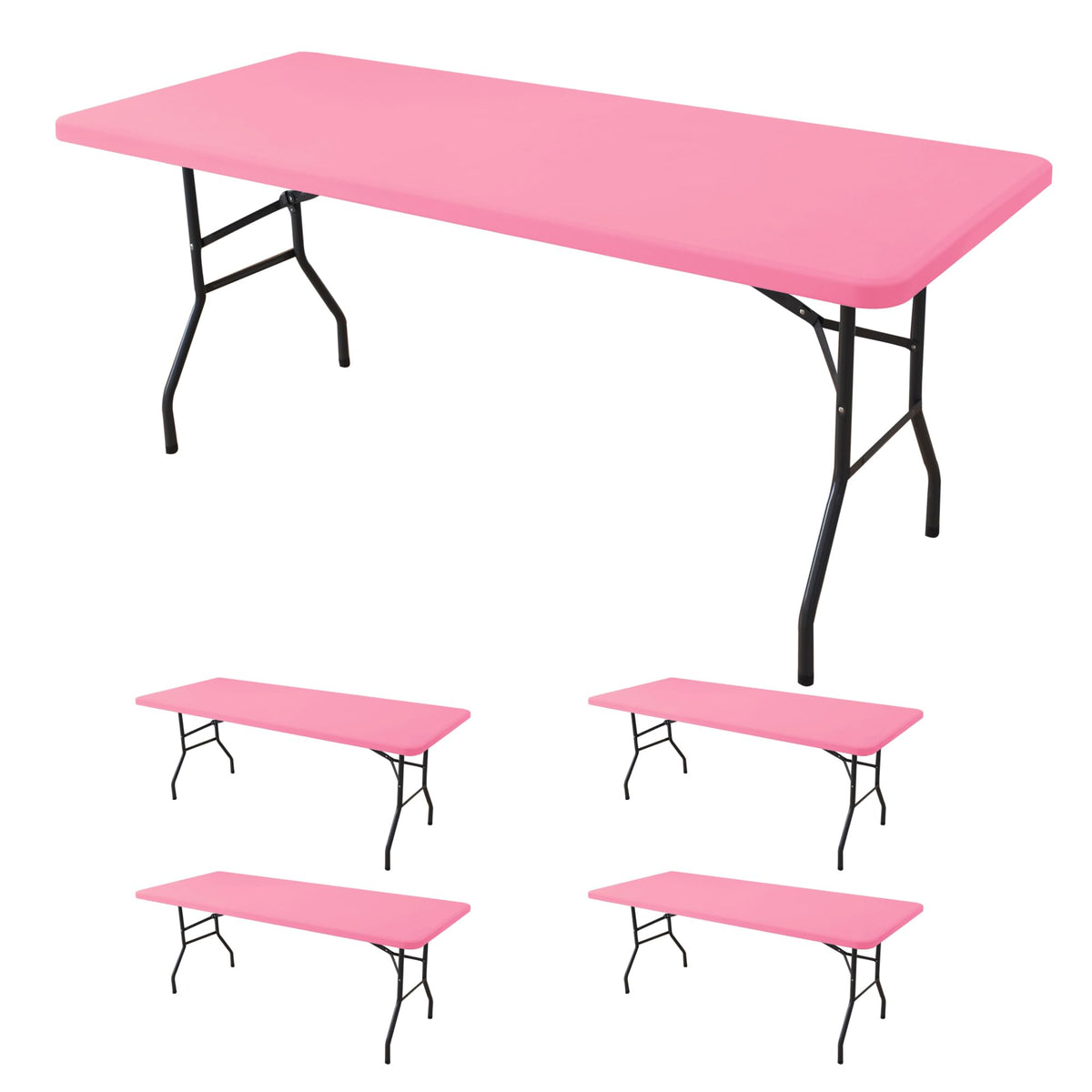 Fitted Tablecloth for 6 Foot Rectangle Tables-Black Picnic Table Covers