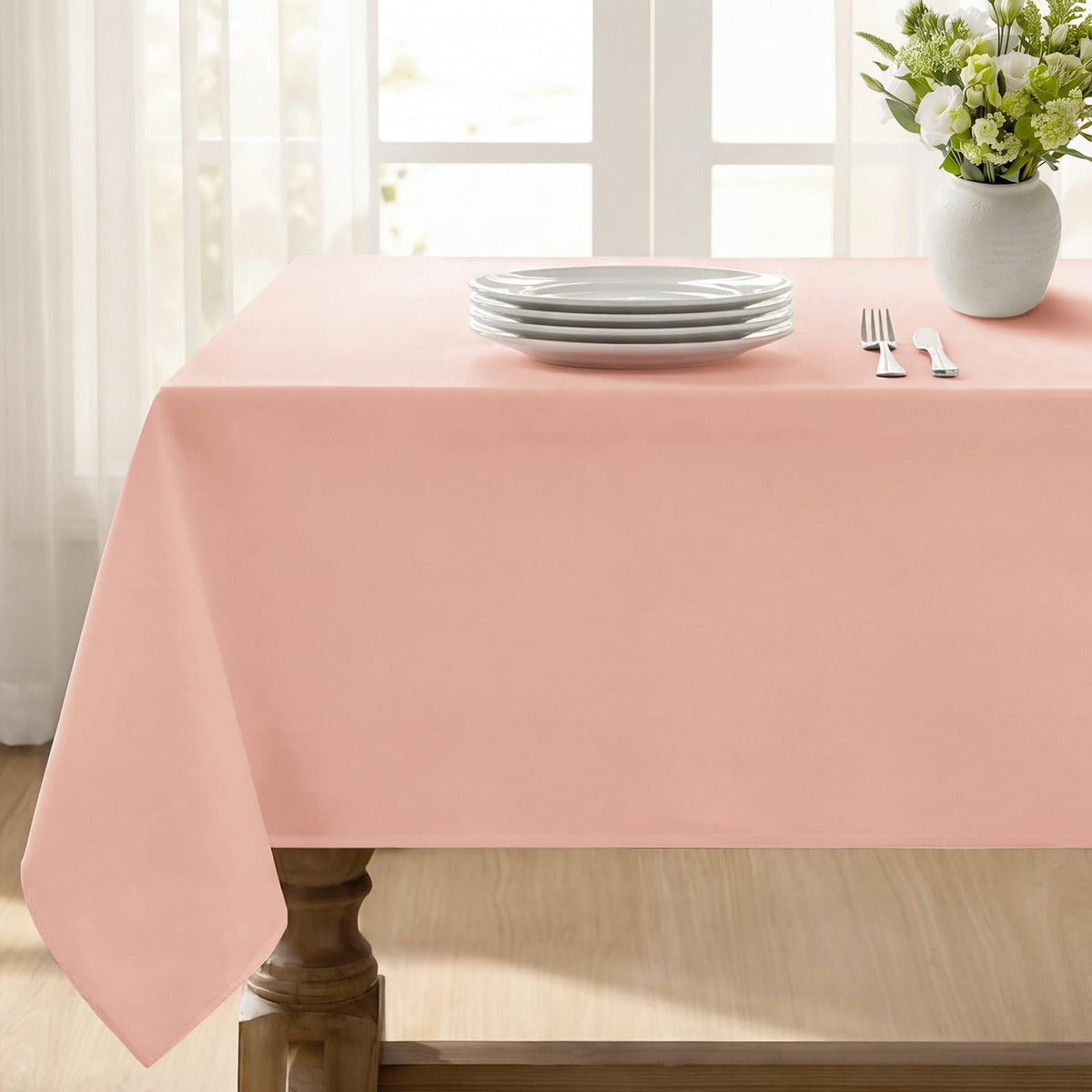 Softalker Rectangle Tablecloth, Waterproof Table Cloths Wrinkle Free Fabric Washable Polyester Table Cover for Dining Party Outdoor Camping Wedding - 60 x 84 inch, Black