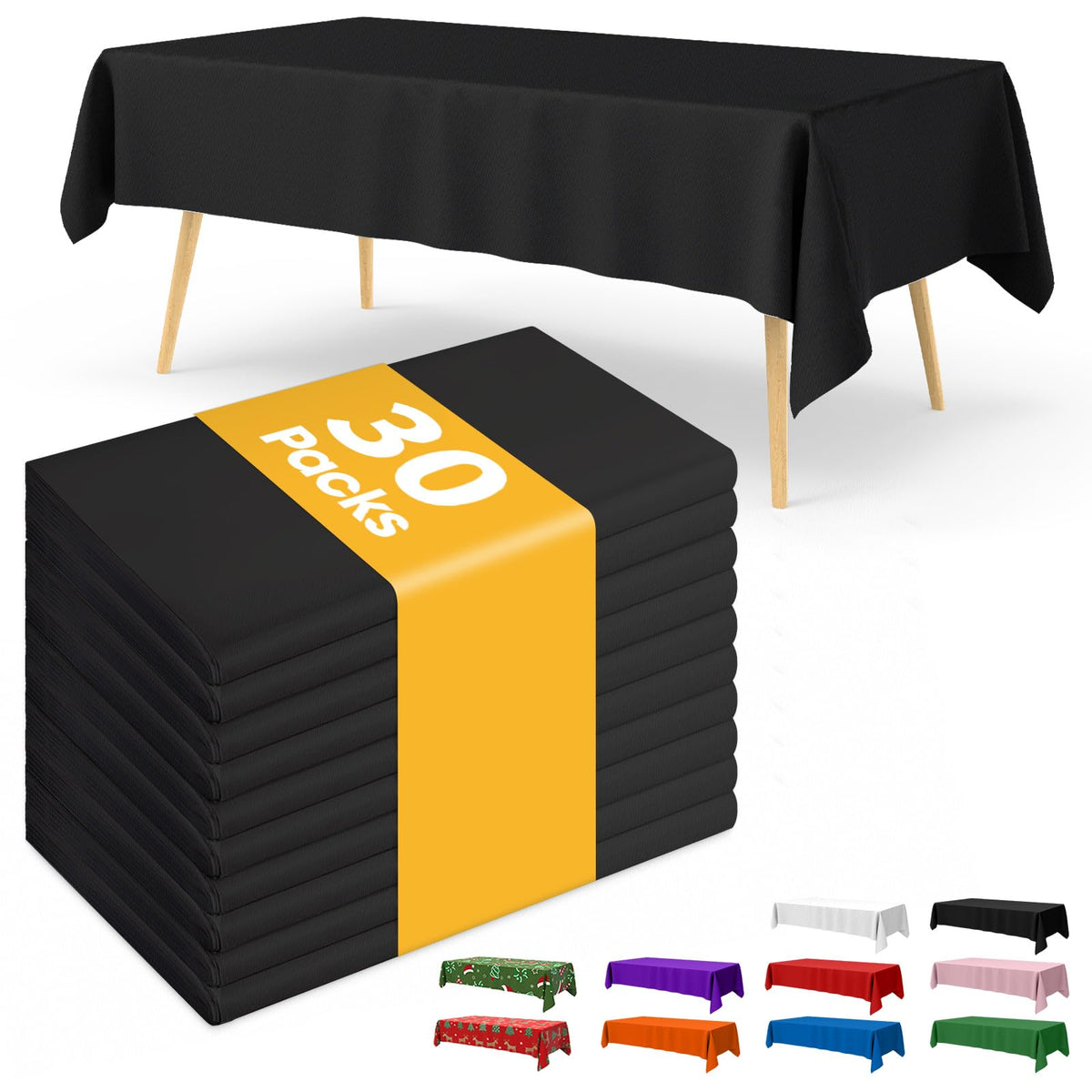 Niuara White Plastic Table Cloth - 30 Pack 54" × 108" Rectangle Disposable Tablecloths for 6FT Tables, Waterproof Table Cover for Party, Holiday & Gathering Use