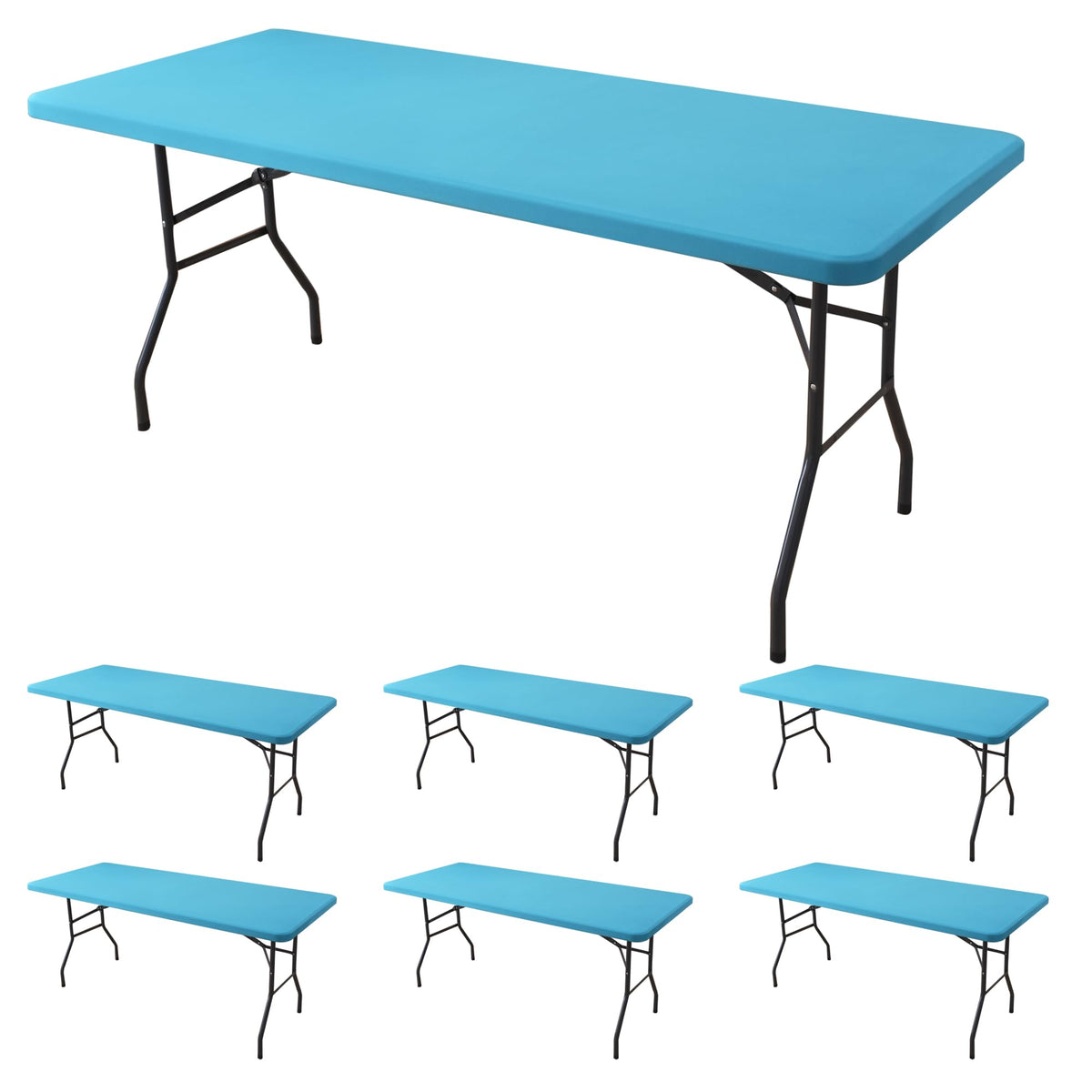 Fitted Tablecloth for 6 Foot Rectangle Tables-Black Picnic Table Covers