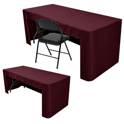 Black Tablecloths For 6 ft Rectangle Table With Open Back for Vendor 2 Pcs