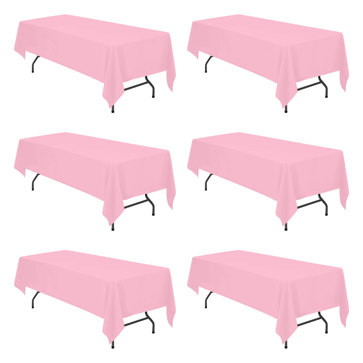 BRILLMAX 6 Pack Ivory Tablecloths 60x102 Inch for 6ft Rectangle Tables