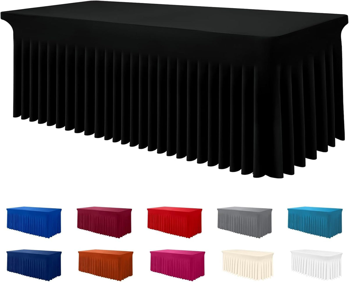 Smiry Spandex Elastic Fitted Table Cloth Skirt for 6FT Rectangle Table