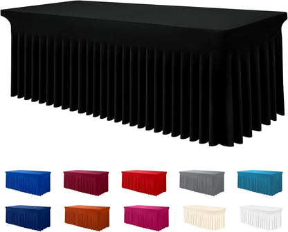Smiry Spandex Elastic Fitted Table Cloth Skirt for 6FT Rectangle Table