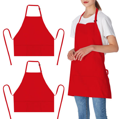 Jubatus 2 Pack 3 Pockets Adjustable Bib Apron Chef Kitchen Cooking Aprons for Women Men, Black