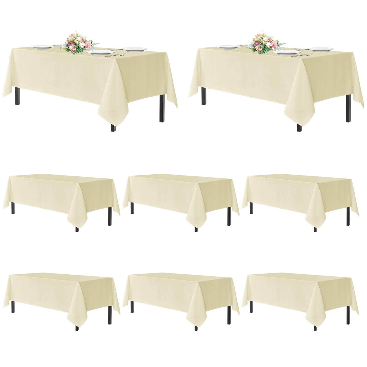 sancua 2 Pack Black Tablecloths 60x102 Inch for 6 Feet Rectangle Tables