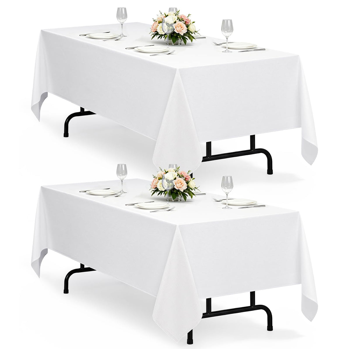 Decorelia Linen Textured Fall Tablecloth Rectangular Burnt Orange, 52"x70"