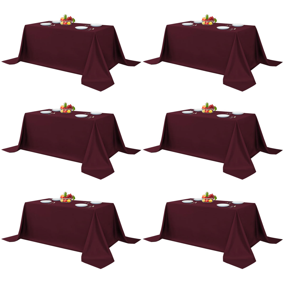 Fitable 6 Pack Black Tablecloths 70x120 Inch for 6-8 Ft Rectangle Tables