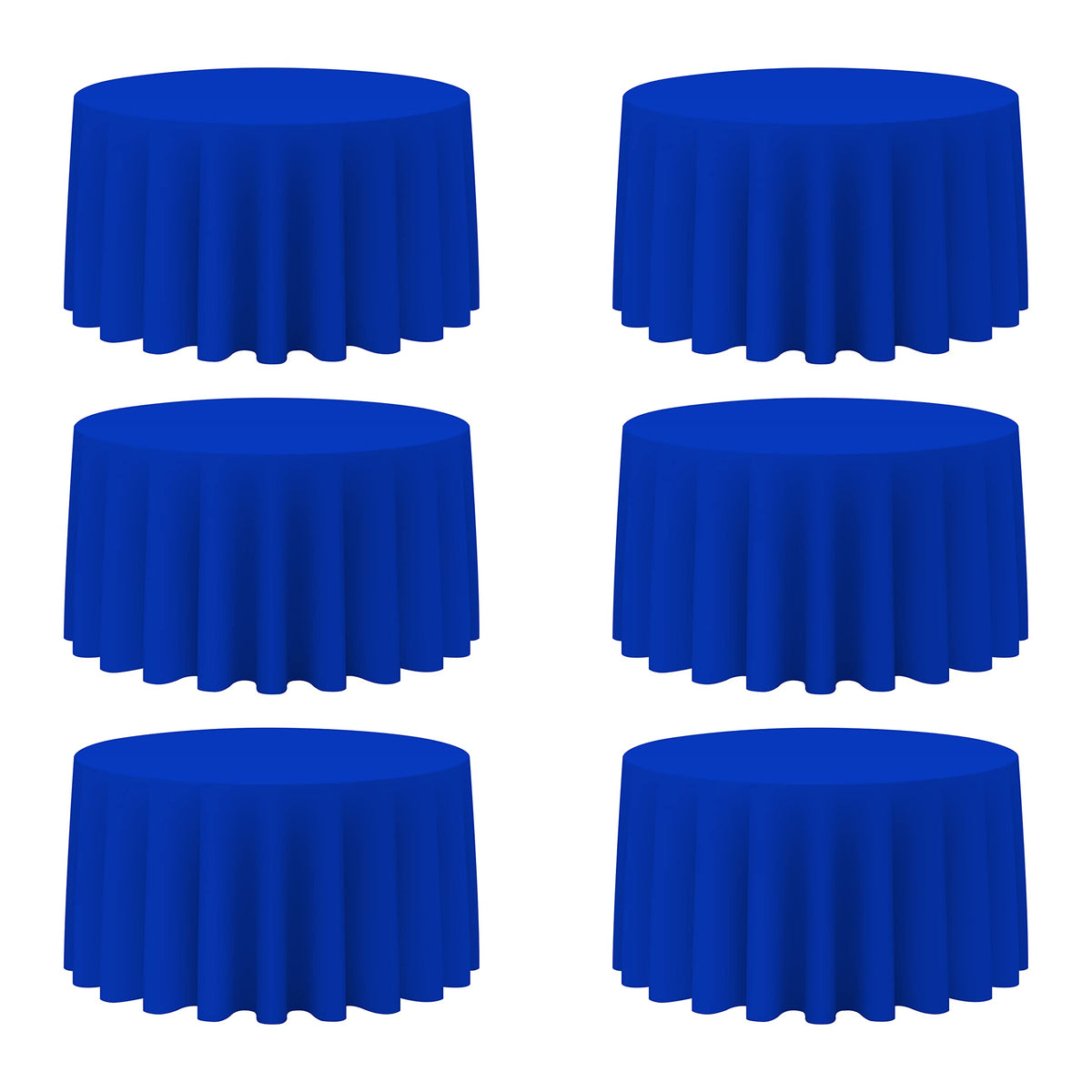 BRILLMAX 6 Pack Navy Blue Round Tablecloths 120 Inch for 60" Tables