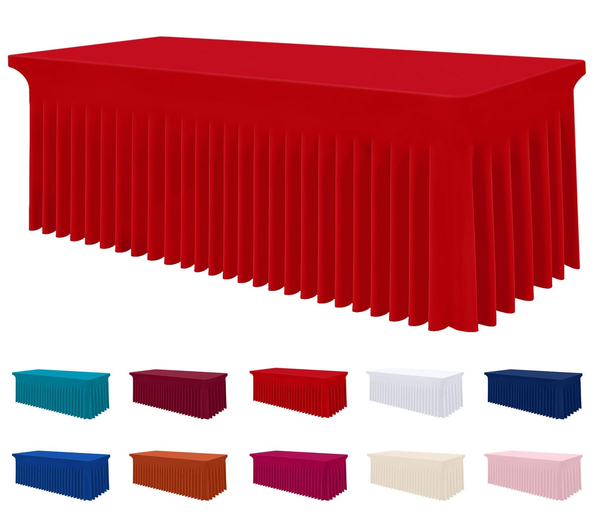 Smiry Spandex Elastic Fitted Table Cloth Skirt for 6FT Rectangle Table