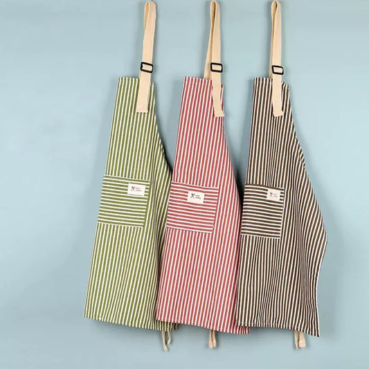 3 PCS Kitchen Cooking Aprons Cotton Linen Adjustable Bib Chef Apron with 2 Pockets