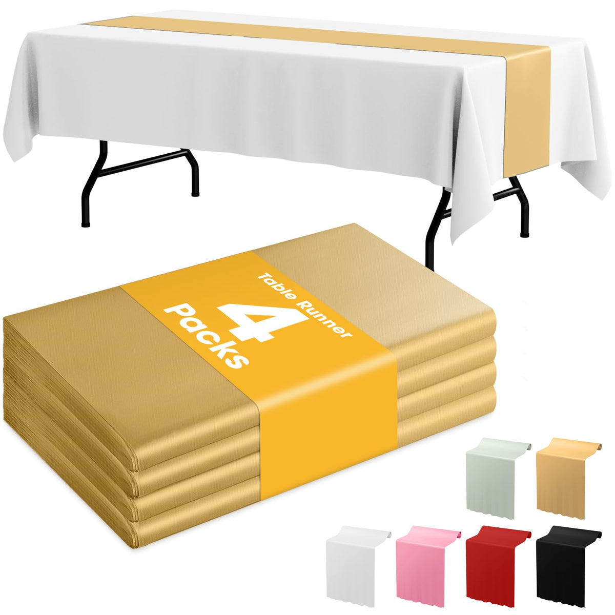 Niuara White Plastic Table Cloth - 4 Pack 54" × 108" Rectangle Disposable Tablecloths for 6FT Tables, Table Cover for Party, Holiday & Gathering Use