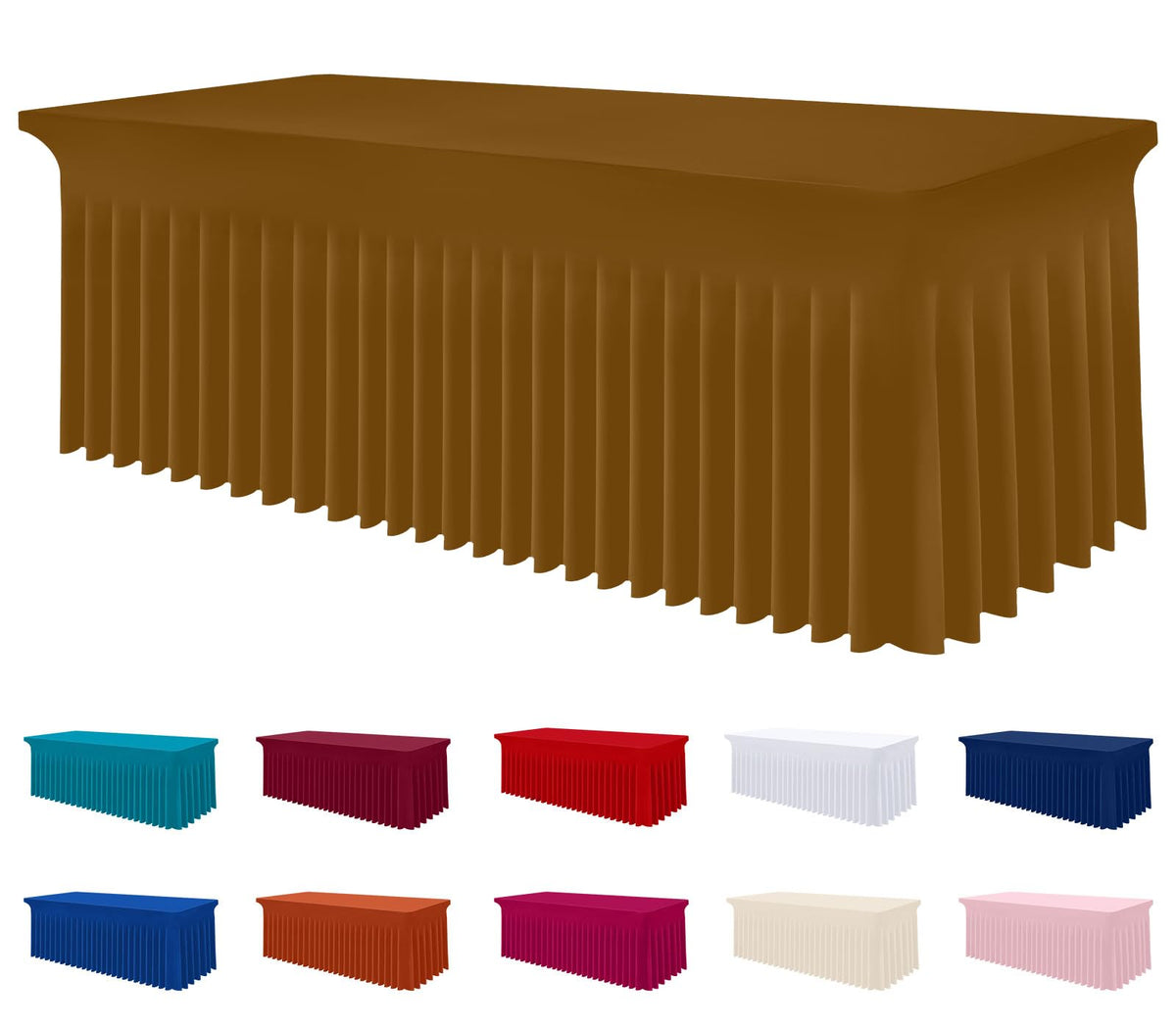 Smiry Spandex Elastic Fitted Table Cloth Skirt for 6FT Rectangle Table