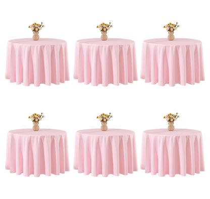 VidaFete 6 Pack 120inch Round Tablecloth Polyester Table Cloth, White