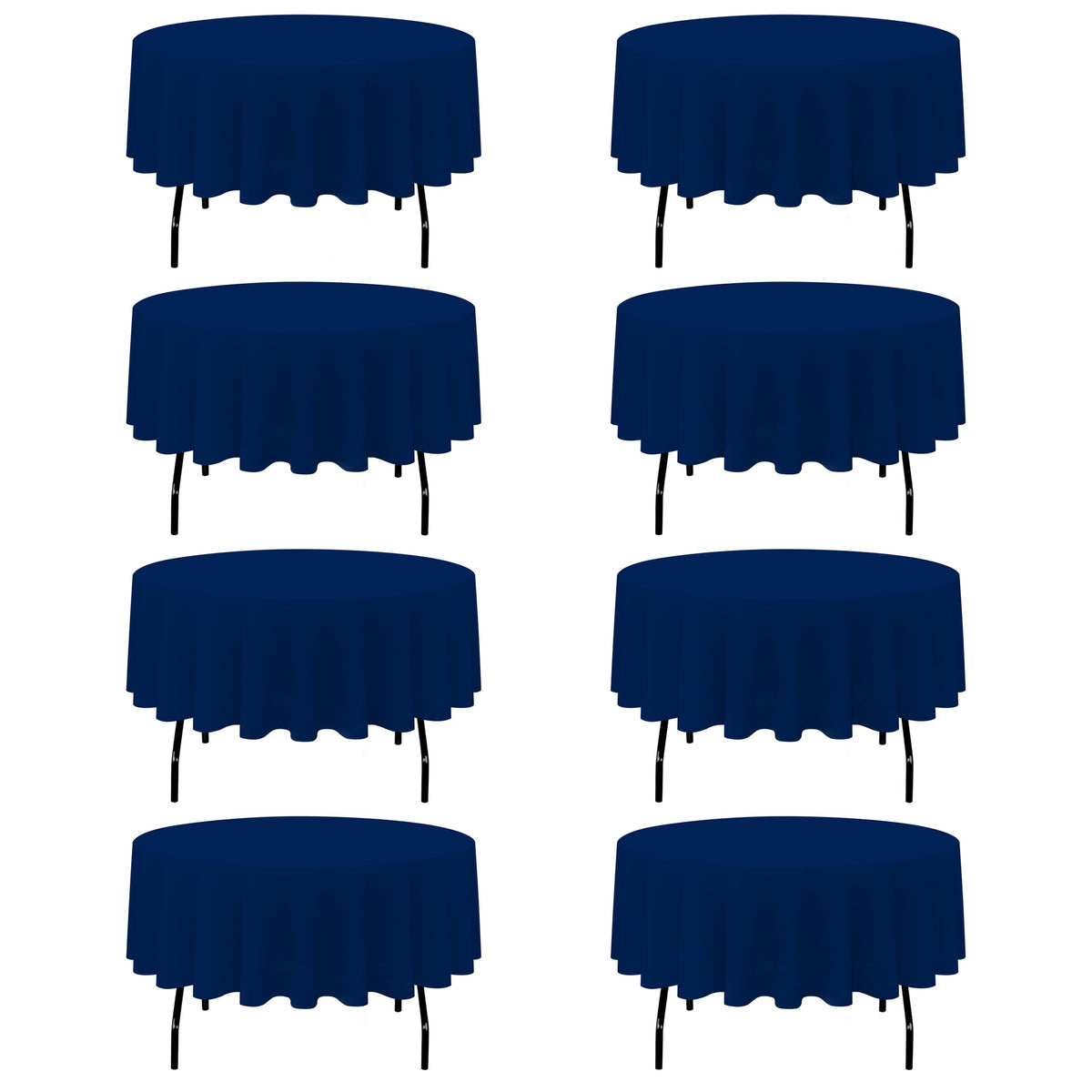 BRILLMAX 6 Pack Navy Blue Round Tablecloths 120 Inch for 60" Tables