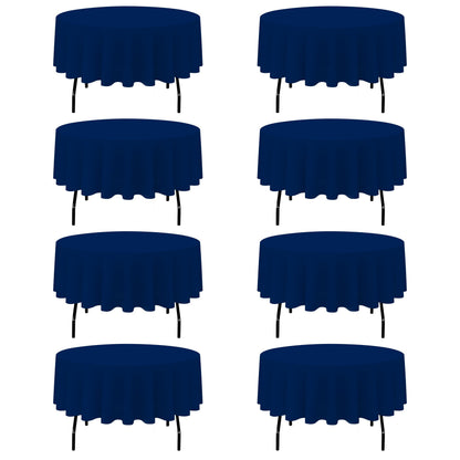 BRILLMAX 6 Pack Navy Blue Round Tablecloths 120 Inch for 60" Tables