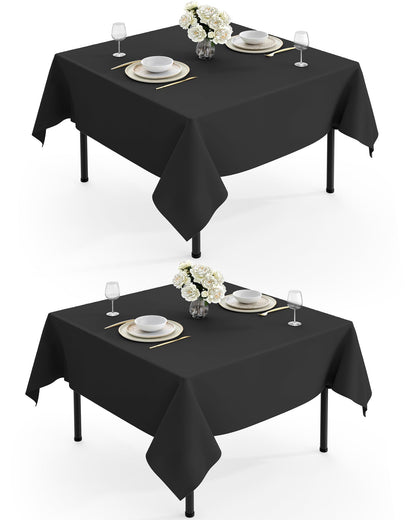 Pureegg Polyester Tablecloth 60" x 102" Reusable Washable 2 Pack Black
