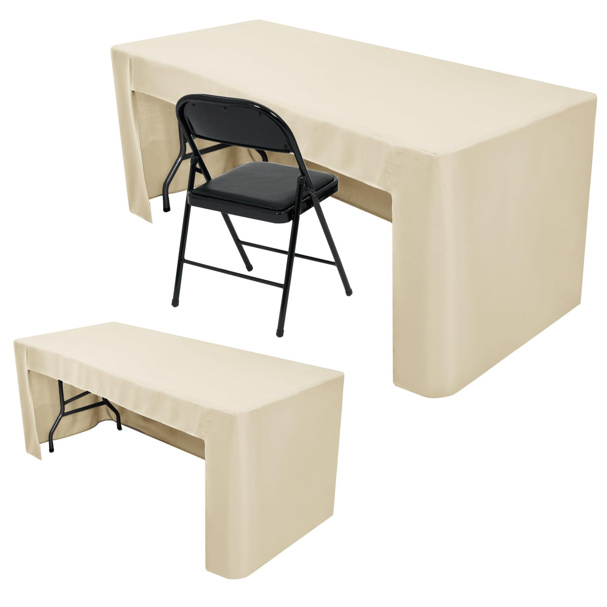 Black Tablecloths For 6 ft Rectangle Table With Open Back for Vendor 2 Pcs