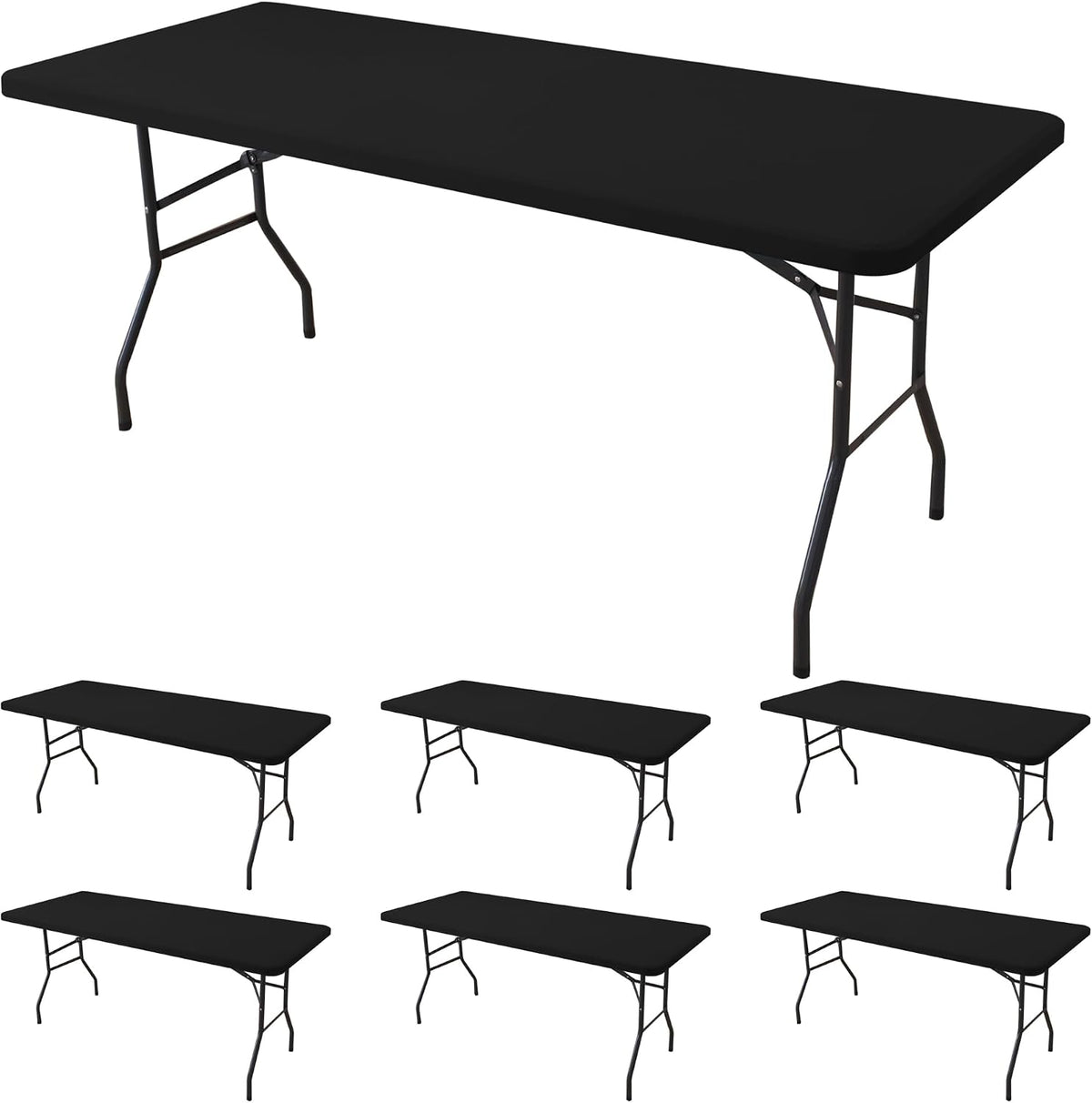 Fitted Tablecloth for 6 Foot Rectangle Tables-Black Picnic Table Covers