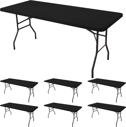 Fitted Tablecloth for 6 Foot Rectangle Tables-Black Picnic Table Covers