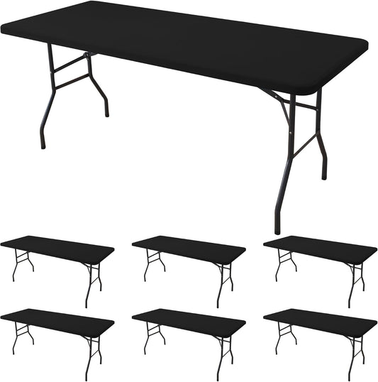 Fitted Tablecloth for 6 Foot Rectangle Tables-Black Picnic Table Covers