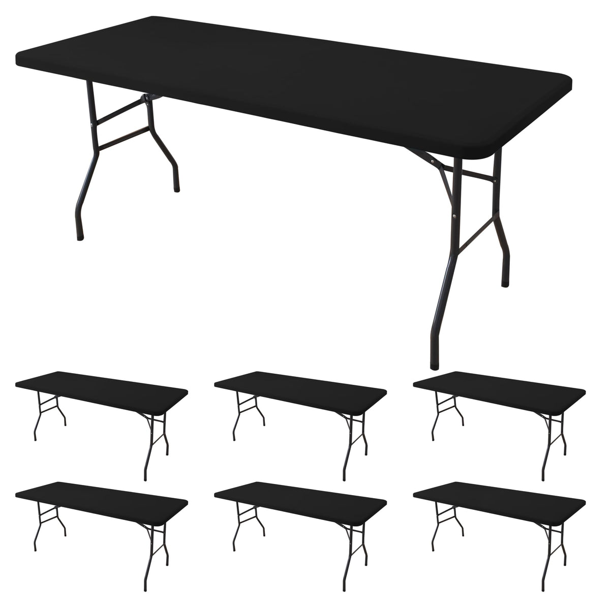 Fitted Tablecloth for 6 Foot Rectangle Tables-Black Picnic Table Covers