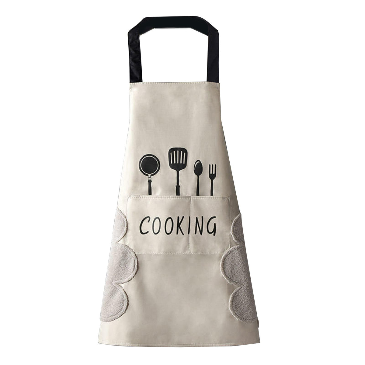 DILLMAN Women Kitchen Apron with Hand Wipe Pockets，Big Pocket,Hand-wiping, Waterproof for Cooking Baking