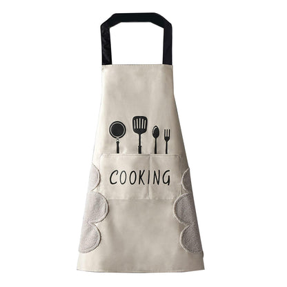 DILLMAN Women Kitchen Apron with Hand Wipe Pockets，Big Pocket,Hand-wiping, Waterproof for Cooking Baking