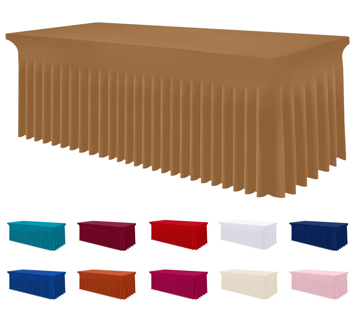 Smiry Spandex Elastic Fitted Table Cloth Skirt for 6FT Rectangle Table