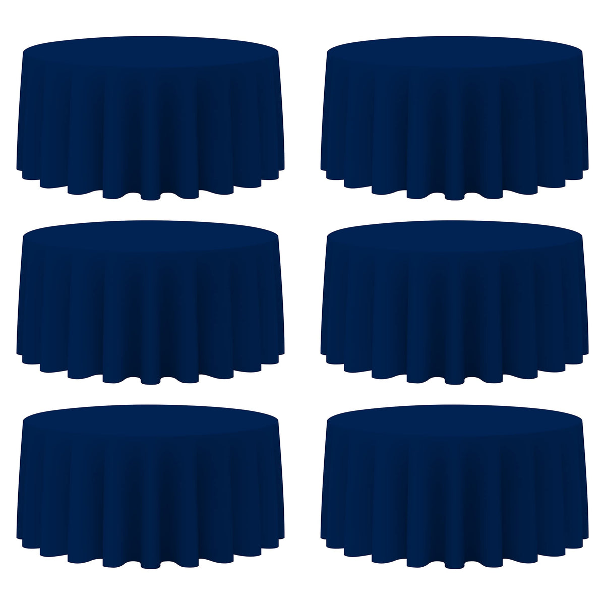 BRILLMAX 6 Pack Navy Blue Round Tablecloths 120 Inch for 60" Tables