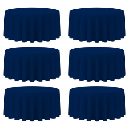 BRILLMAX 6 Pack Navy Blue Round Tablecloths 120 Inch for 60" Tables