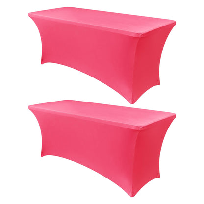 Obstal 6ft Stretch Black Spandex Table Cloth 2 Pack for Folding Tables