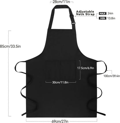 Large Chef Apron for Men and Women, Cooking Kitchen Aprons with 2 Large Pockets Water Oil Resistant