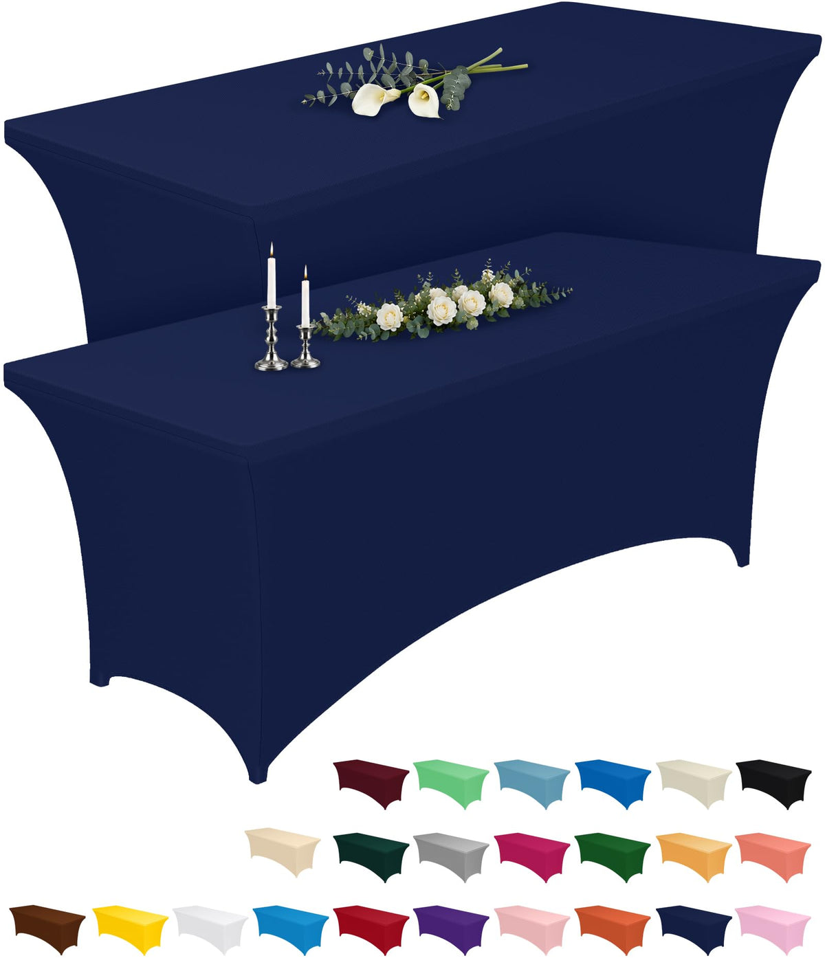 Pureegg Spandex Tablecloth 6ft 2 Pack Black