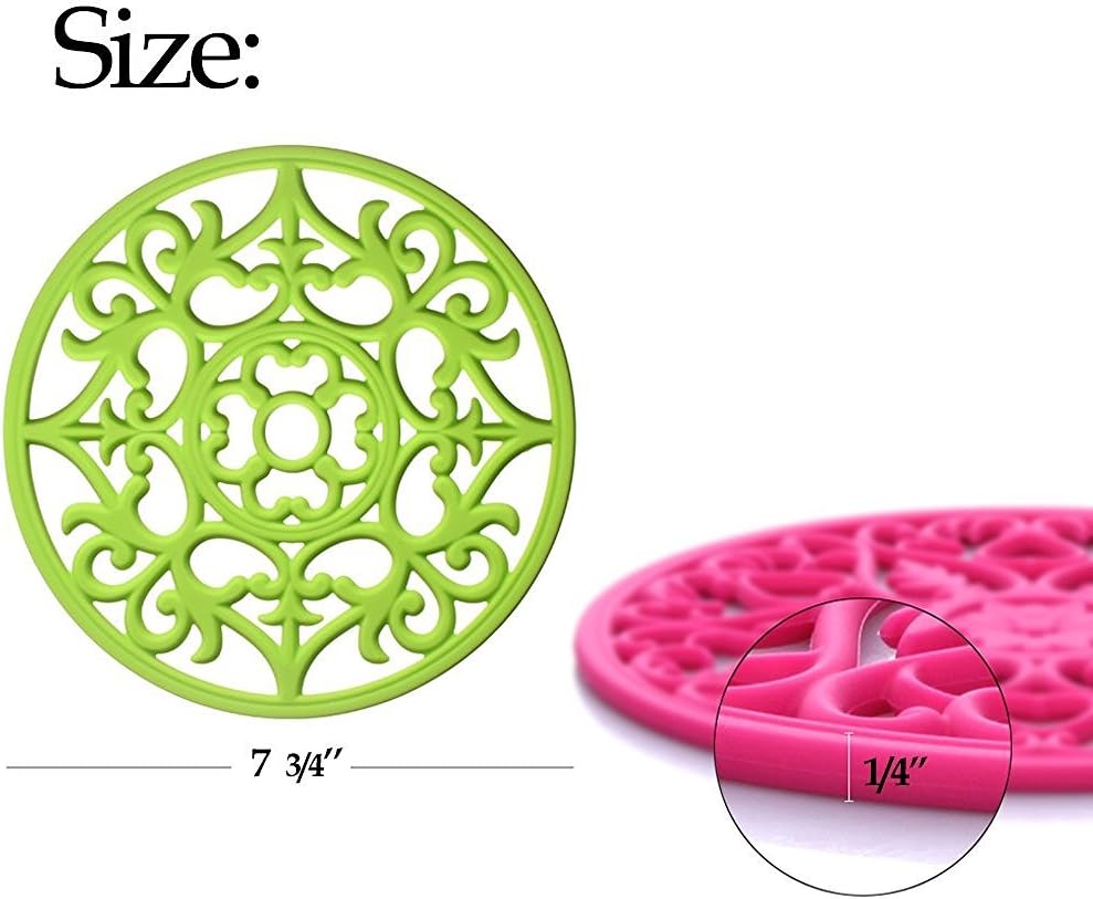 ME.FAN Trivets for Dishes/Pots/Pans, 3 Pcs Silicone Mats, Flexible/Durable/Non Slip Hot Pads to Protect Table and Counter Top (Desert Sage)