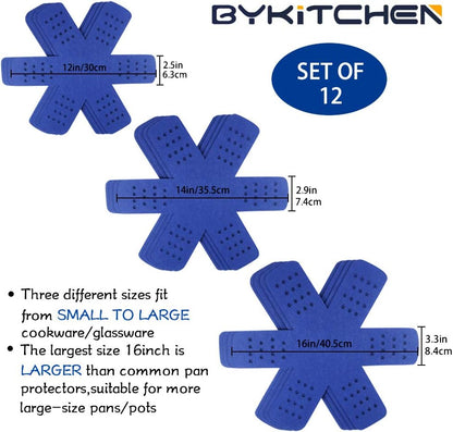BYKITCHEN Pot Pan Protectors for Stacking,12pcs & 3 Sizes, Separator Pads