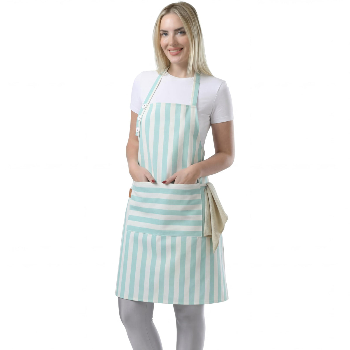 TOSHEX Kitchen Apron Cotton Waterdrop Resistant Adjustable Button Women Men