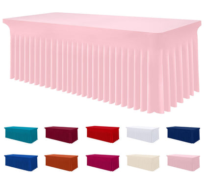 Smiry Spandex Elastic Fitted Table Cloth Skirt for 6FT Rectangle Table