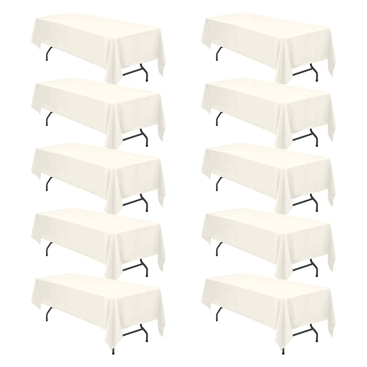 BRILLMAX 6 Pack Ivory Tablecloths 60x102 Inch for 6ft Rectangle Tables