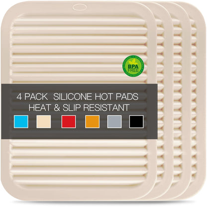 6 Pack Silicone Trivet Mat, Silicone Trivets for Hot Pots and Pans, Multipurpose Non-Slip & Heat Resistant Silicone Hot Pad for Kitchen Counter