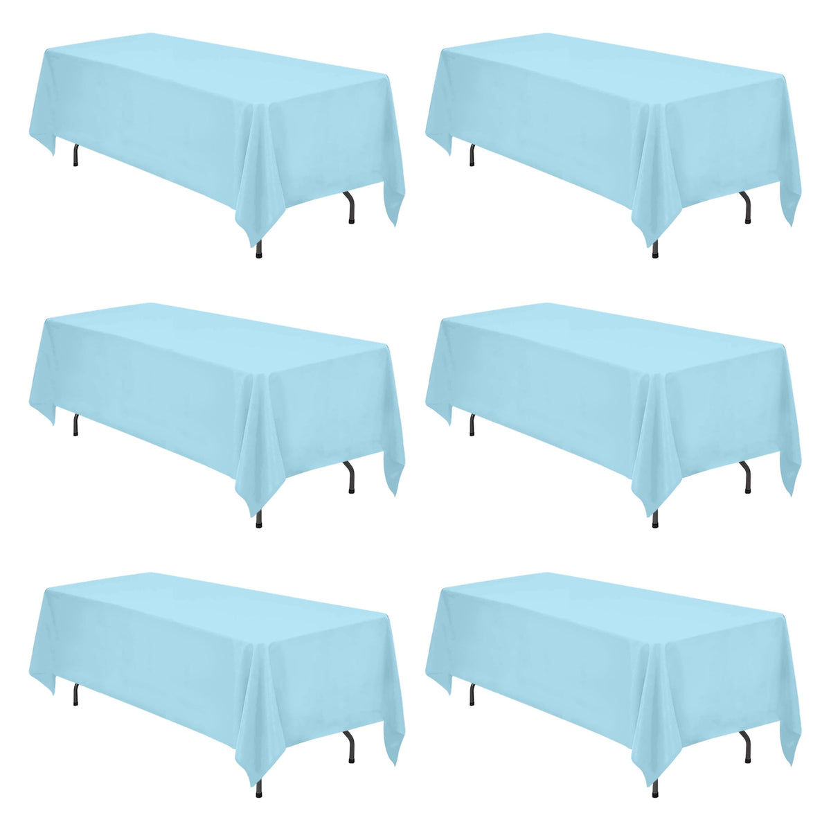 BRILLMAX 6 Pack Ivory Tablecloths 60x102 Inch for 6ft Rectangle Tables