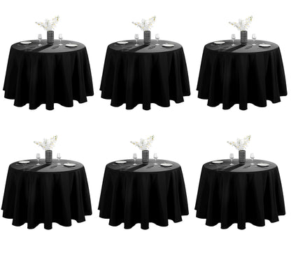 VidaFete 6 Pack 120inch Round Tablecloth Polyester Table Cloth, White