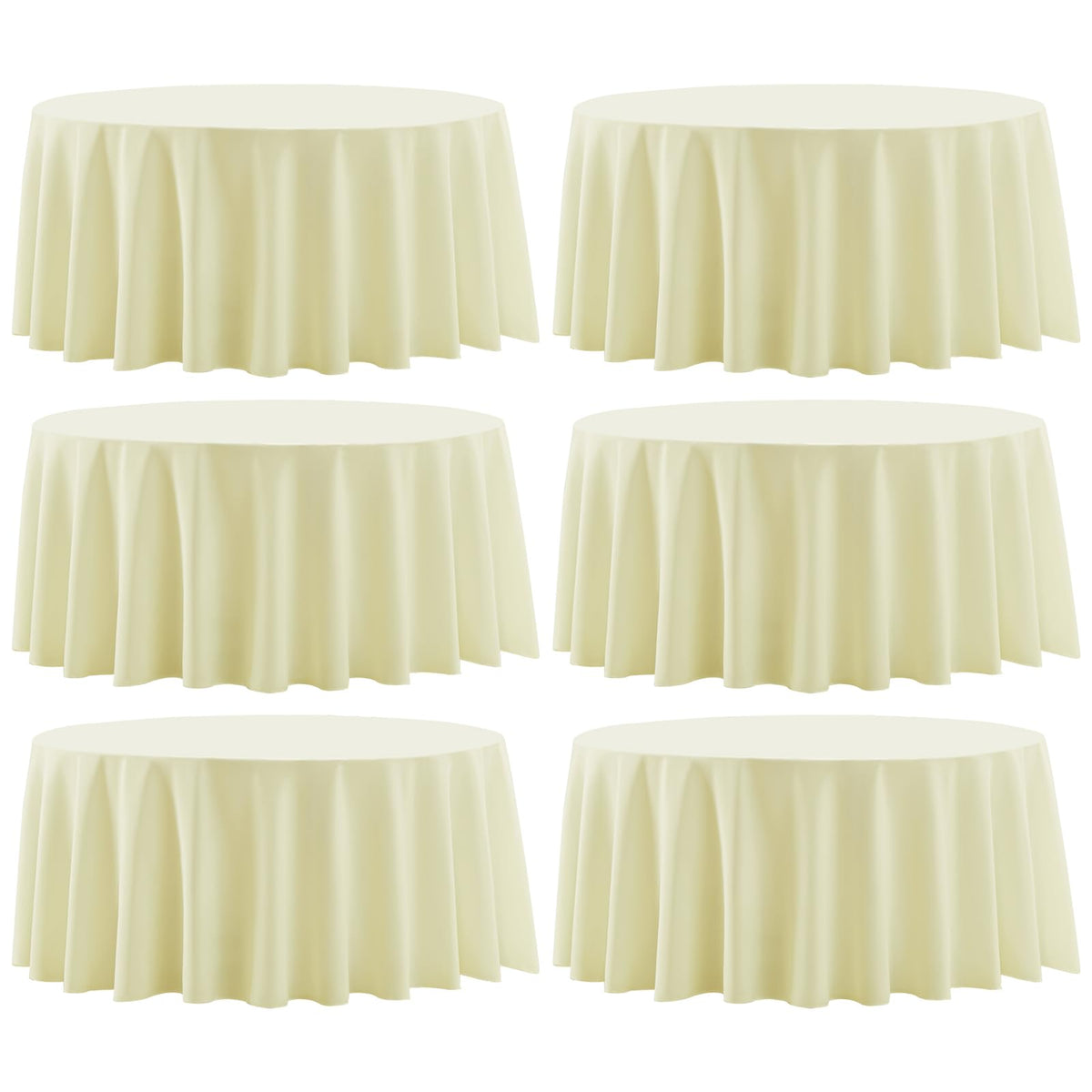 6 Pack White Round Tablecloths 120 Inch for Dining Tables