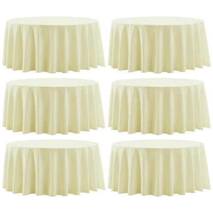 6 Pack White Round Tablecloths 120 Inch for Dining Tables