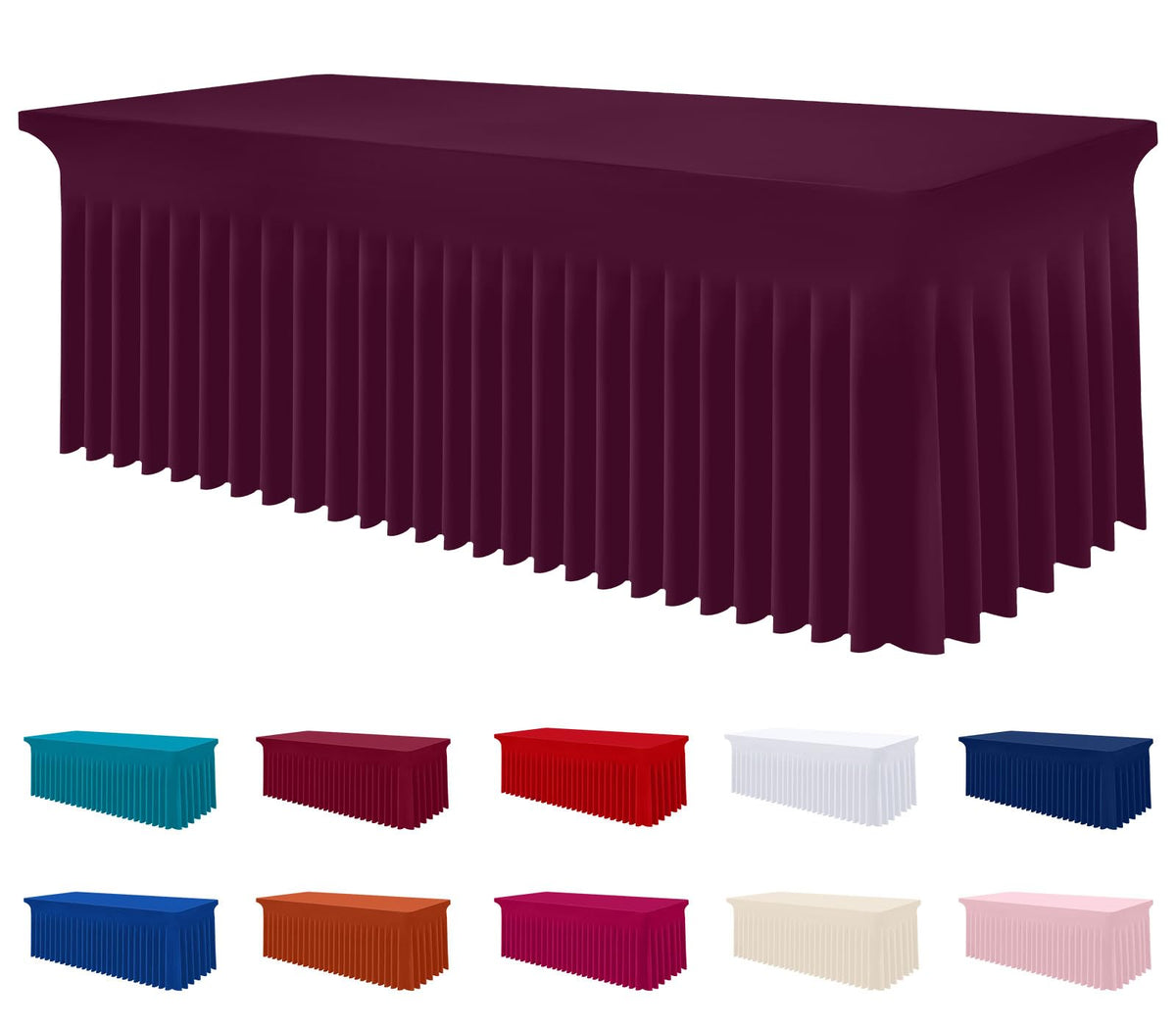 Smiry Spandex Elastic Fitted Table Cloth Skirt for 6FT Rectangle Table