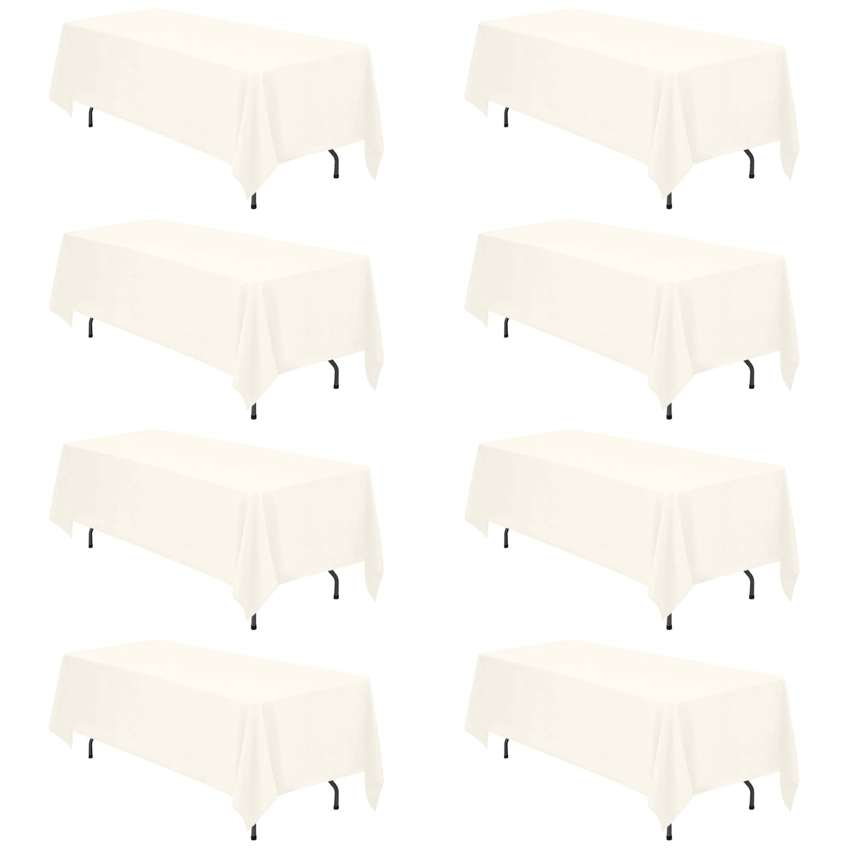 BRILLMAX 6 Pack Ivory Tablecloths 60x102 Inch for 6ft Rectangle Tables