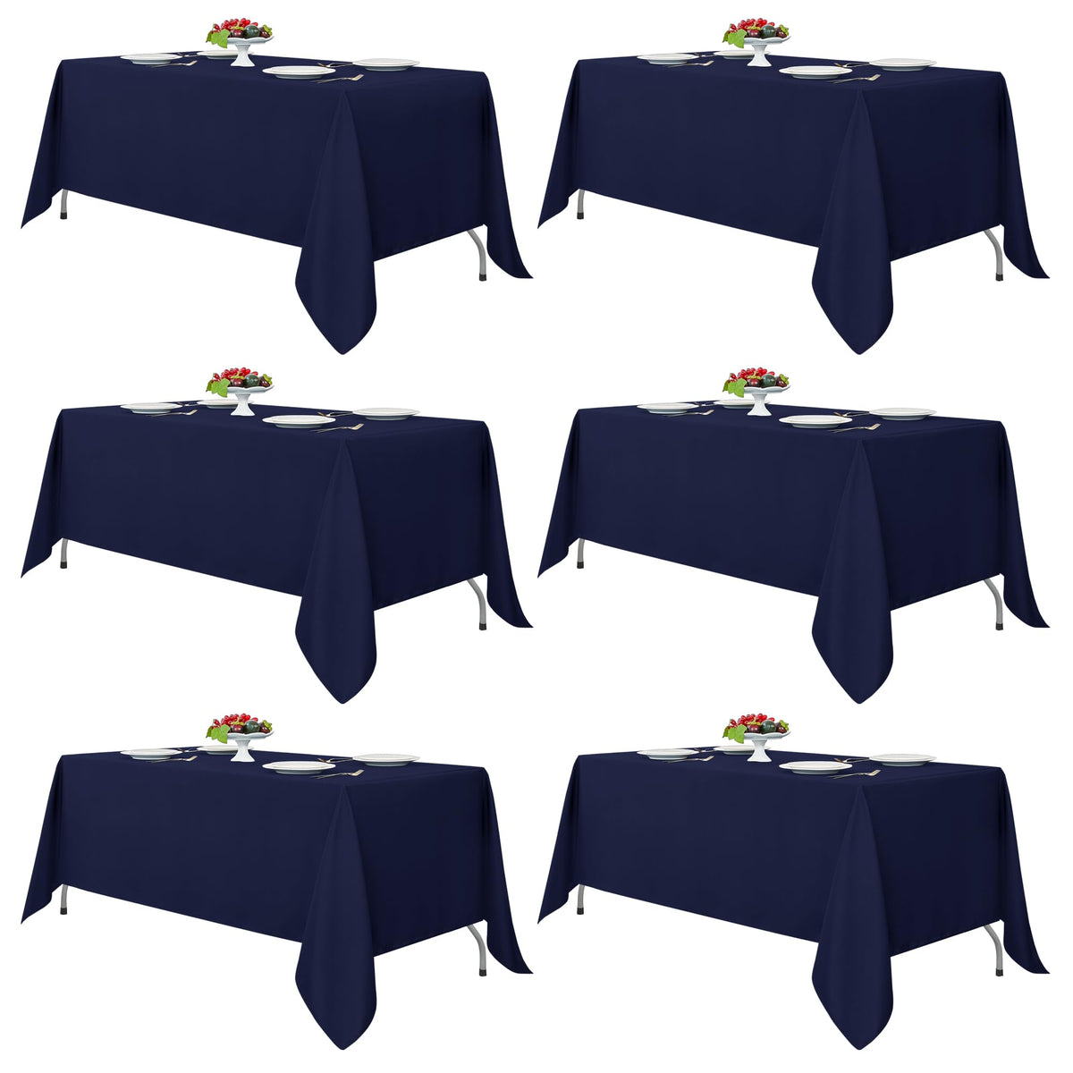 Fitable 6 Pack Black Tablecloths 70x120 Inch for 6-8 Ft Rectangle Tables