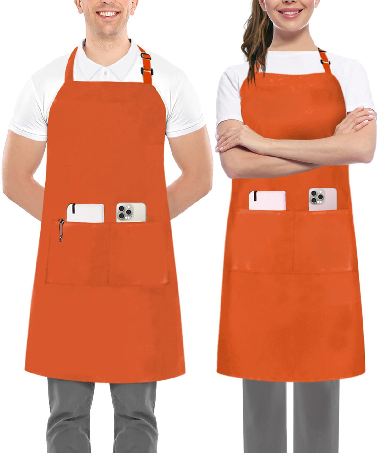 Utopia Kitchen Bib Aprons 2 Pack Adjustable With 2 Pockets 100% Polyester