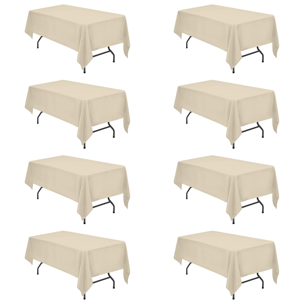BRILLMAX 6 Pack Ivory Tablecloths 60x102 Inch for 6ft Rectangle Tables